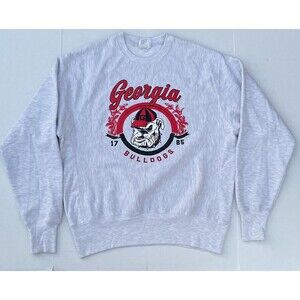 Champion Gray Georgia Bulldogs Crewneck Sweatshirt with Red Graphic